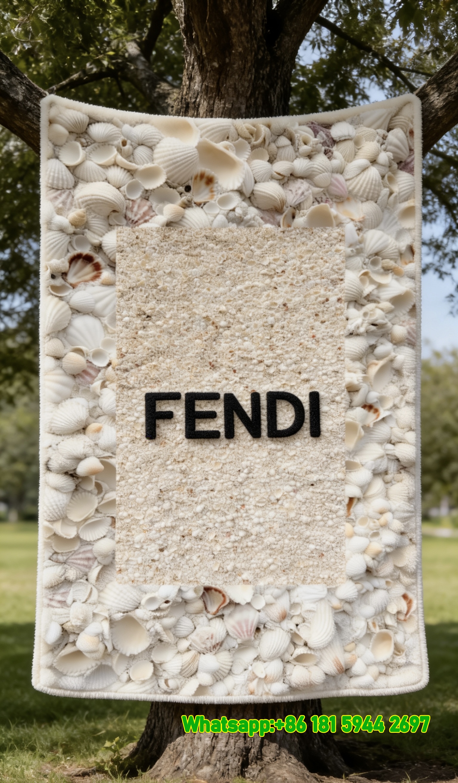 Fendi Seashell & Beach Texture Flannel Sofa Throw Blanket IMG_9398